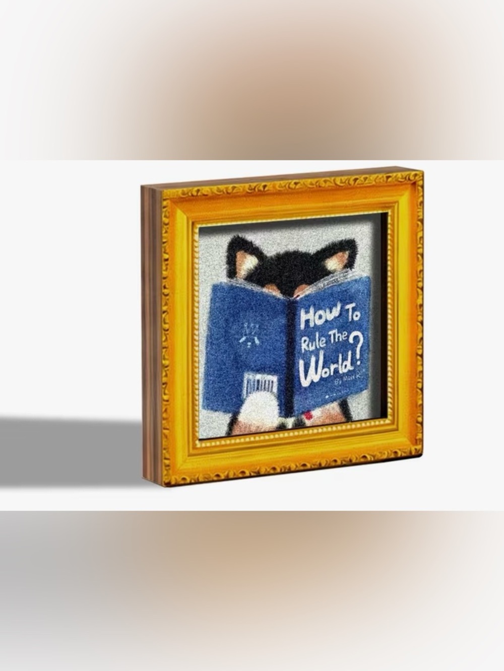 Mini Black Cat Reading Fridge Magnet Vintage Style Wooden Frame NIP - Picture 2 of 3